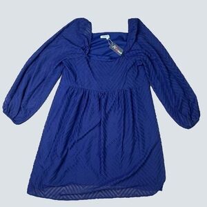 NWT Hotouch Women's Puff Sleeve Babydoll Dress Size Medium Navy Blue